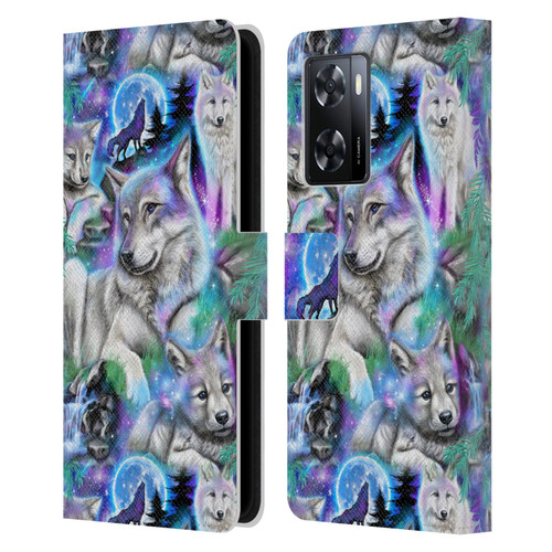 Sheena Pike Animals Daydream Galaxy Wolves Leather Book Wallet Case Cover For OPPO A57s