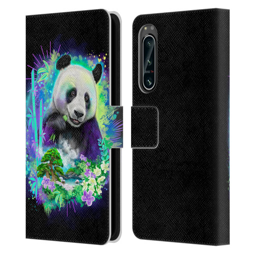 Sheena Pike Animals Rainbow Bamboo Panda Spirit Leather Book Wallet Case Cover For Sony Xperia 5 IV