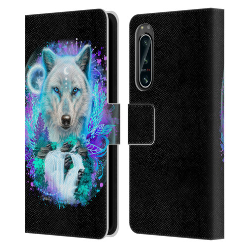Sheena Pike Animals Winter Wolf Spirit & Waterfall Leather Book Wallet Case Cover For Sony Xperia 5 IV