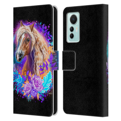 Sheena Pike Animals Purple Horse Spirit With Roses Leather Book Wallet Case Cover For Xiaomi 12 Lite