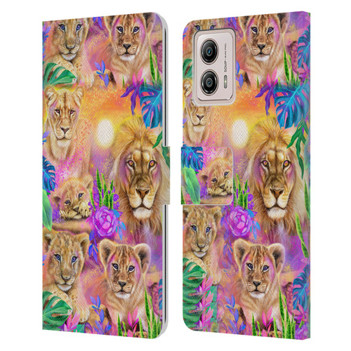 Sheena Pike Big Cats Daydream Lions And Cubs Leather Book Wallet Case Cover For Motorola Moto G53 5G