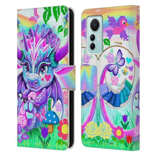 Sheena Pike Dragons Cross-Stitch Lil Dragonz Leather Book Wallet Case Cover For Xiaomi 12 Lite