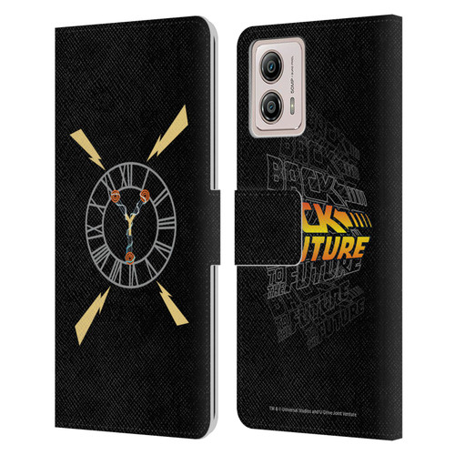 Back to the Future I Graphics Clock Tower Leather Book Wallet Case Cover For Motorola Moto G53 5G