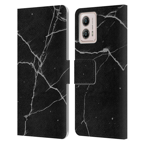 Alyn Spiller Marble Black Leather Book Wallet Case Cover For Motorola Moto G53 5G