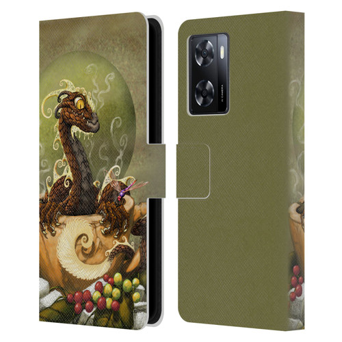 Stanley Morrison Art Brown Coffee Dragon Dragonfly Leather Book Wallet Case Cover For OPPO A57s