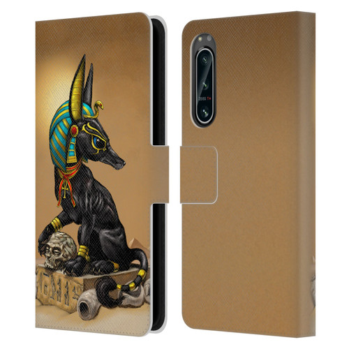 Stanley Morrison Art Egyptian Black Jackal Anubis Leather Book Wallet Case Cover For Sony Xperia 5 IV
