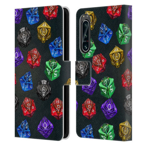 Stanley Morrison Art Six Dragons Gaming Dice Set Leather Book Wallet Case Cover For Sony Xperia 5 IV