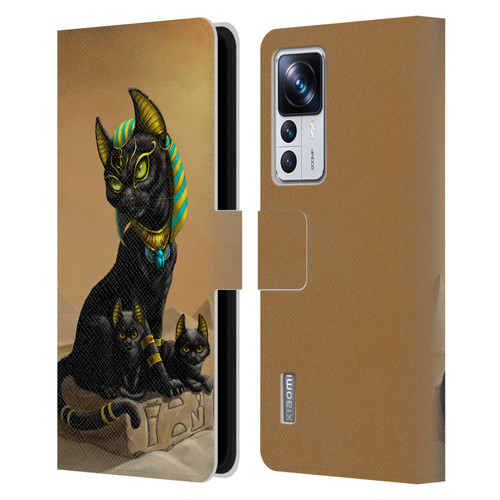 Stanley Morrison Art Egyptian Bastet Cat & Kittens Leather Book Wallet Case Cover For Xiaomi 12T Pro