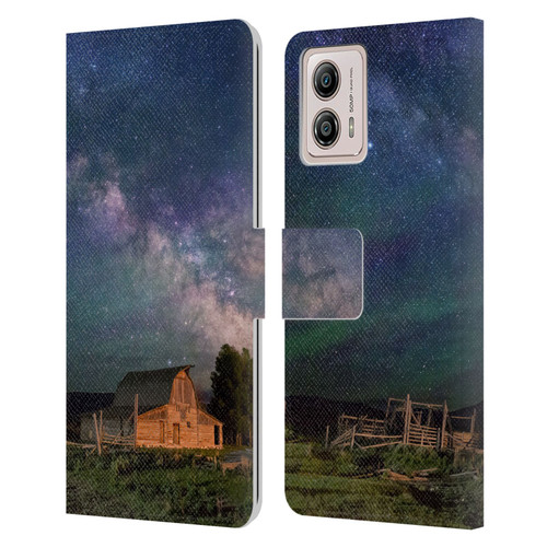 Royce Bair Nightscapes Grand Teton Barn Leather Book Wallet Case Cover For Motorola Moto G53 5G