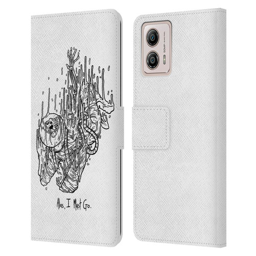 Matt Bailey Art Alas I Must Go Leather Book Wallet Case Cover For Motorola Moto G53 5G