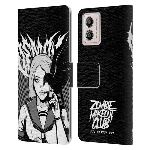 Zombie Makeout Club Art Crow Leather Book Wallet Case Cover For Motorola Moto G53 5G