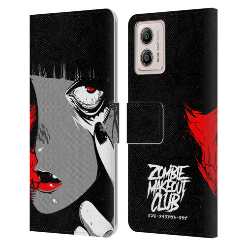 Zombie Makeout Club Art Eye Leather Book Wallet Case Cover For Motorola Moto G53 5G