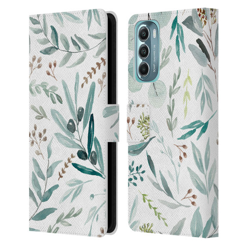 Anis Illustration Bloomers Eucalyptus Leather Book Wallet Case Cover For Motorola Moto G Stylus 5G (2022)