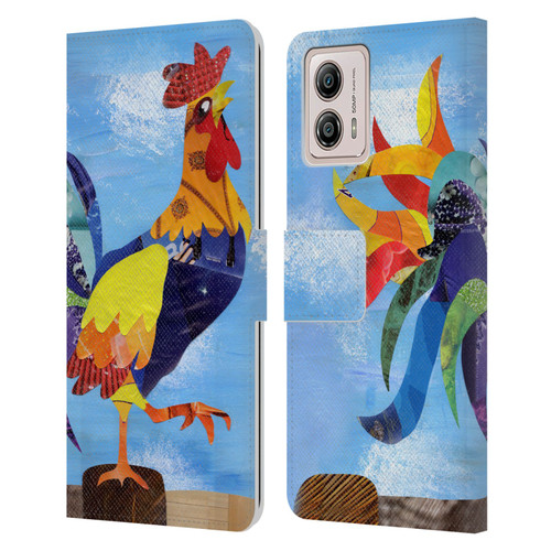 Artpoptart Animals Colorful Rooster Leather Book Wallet Case Cover For Motorola Moto G53 5G