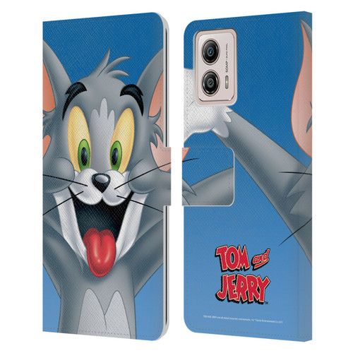 Tom and Jerry Full Face Tom Leather Book Wallet Case Cover For Motorola Moto G53 5G