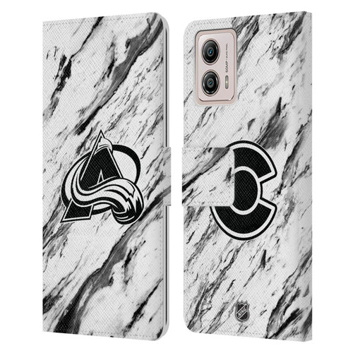 NHL Colorado Avalanche Marble Leather Book Wallet Case Cover For Motorola Moto G53 5G