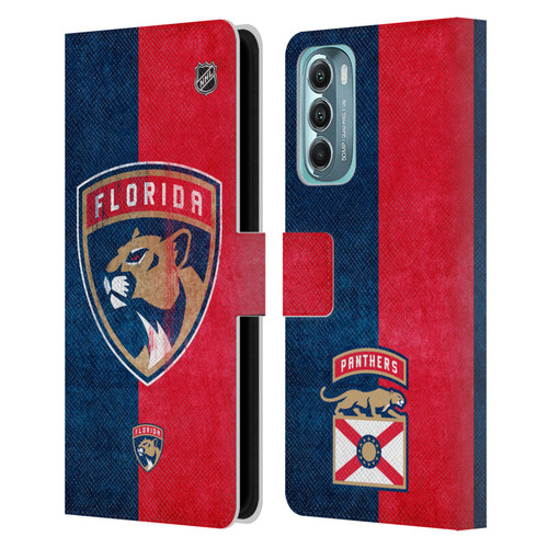 NHL Florida Panthers Half Distressed Leather Book Wallet Case Cover For Motorola Moto G Stylus 5G (2022)