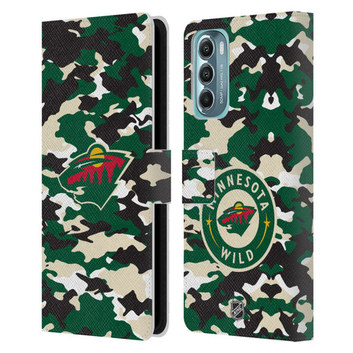 NHL Minnesota Wild Camouflage Leather Book Wallet Case Cover For Motorola Moto G Stylus 5G (2022)