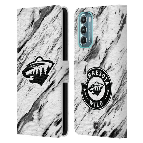 NHL Minnesota Wild Marble Leather Book Wallet Case Cover For Motorola Moto G Stylus 5G (2022)