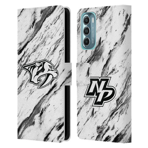 NHL Nashville Predators Marble Leather Book Wallet Case Cover For Motorola Moto G Stylus 5G (2022)