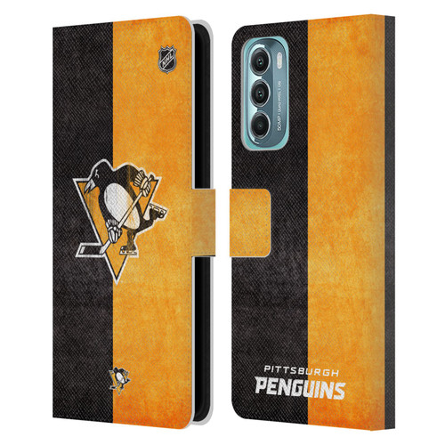 NHL Pittsburgh Penguins Half Distressed Leather Book Wallet Case Cover For Motorola Moto G Stylus 5G (2022)