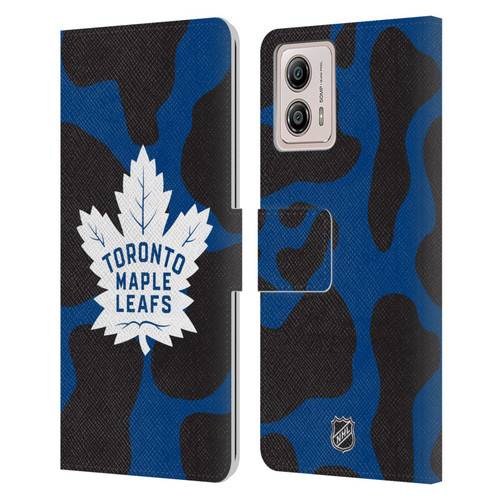 NHL Toronto Maple Leafs Cow Pattern Leather Book Wallet Case Cover For Motorola Moto G53 5G