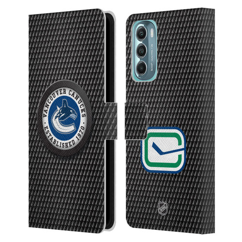 NHL Vancouver Canucks Puck Texture Leather Book Wallet Case Cover For Motorola Moto G Stylus 5G (2022)