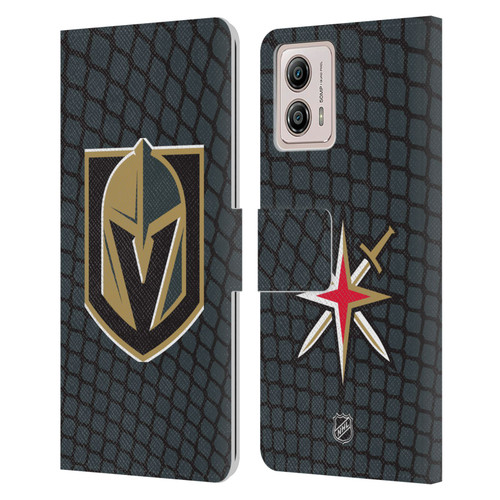 NHL Vegas Golden Knights Net Pattern Leather Book Wallet Case Cover For Motorola Moto G53 5G