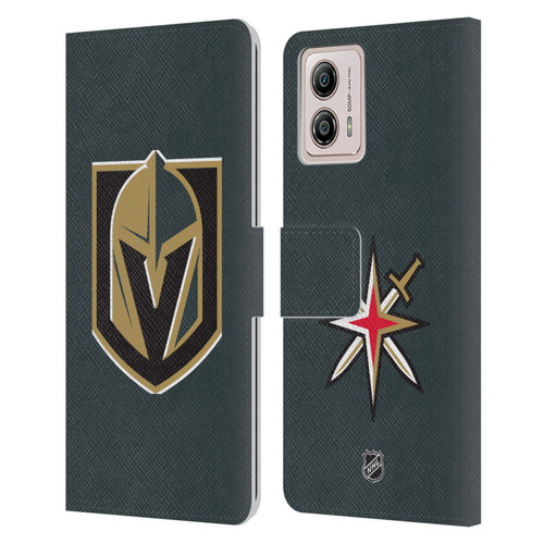 NHL Vegas Golden Knights Plain Leather Book Wallet Case Cover For Motorola Moto G53 5G