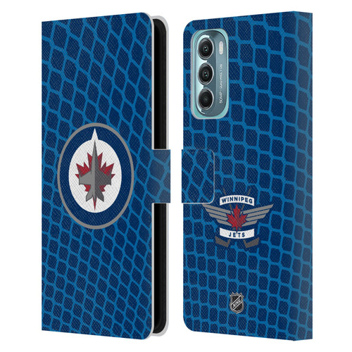NHL Winnipeg Jets Net Pattern Leather Book Wallet Case Cover For Motorola Moto G Stylus 5G (2022)