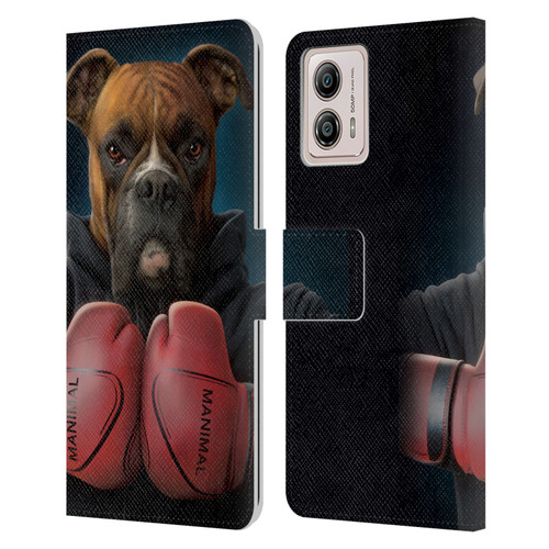 Vincent Hie Canidae Boxer Leather Book Wallet Case Cover For Motorola Moto G53 5G