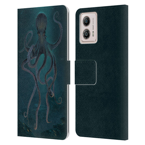 Vincent Hie Underwater Giant Octopus Leather Book Wallet Case Cover For Motorola Moto G53 5G