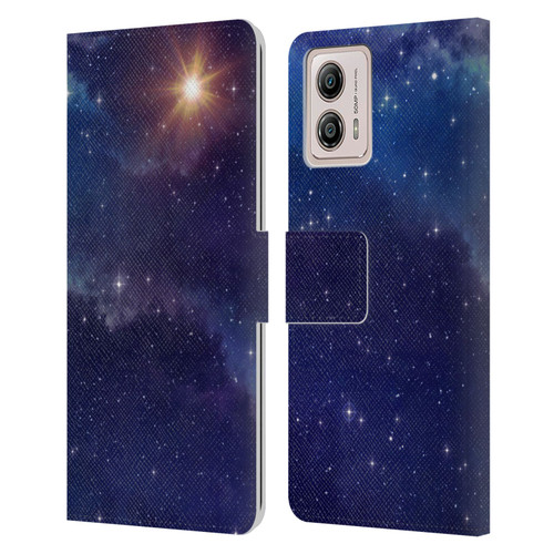 Cosmo18 Space 2 Shine Leather Book Wallet Case Cover For Motorola Moto G53 5G