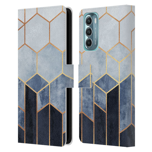 Elisabeth Fredriksson Sparkles Soft Blue Hexagons Leather Book Wallet Case Cover For Motorola Moto G Stylus 5G (2022)