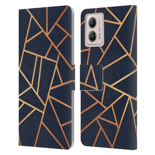 Elisabeth Fredriksson Stone Collection Copper And Midnight Navy Leather Book Wallet Case Cover For Motorola Moto G53 5G