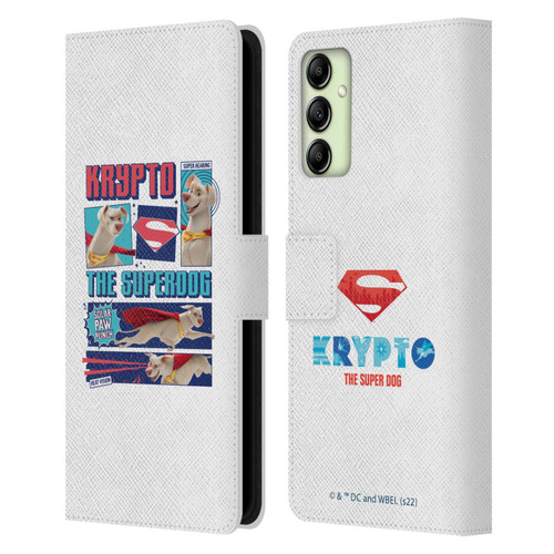 DC League Of Super Pets Graphics Krypto The Superdog Leather Book Wallet Case Cover For Samsung Galaxy A14 5G