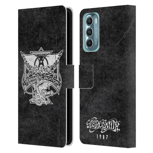 Aerosmith Black And White 1987 Permanent Vacation Leather Book Wallet Case Cover For Motorola Moto G Stylus 5G (2022)