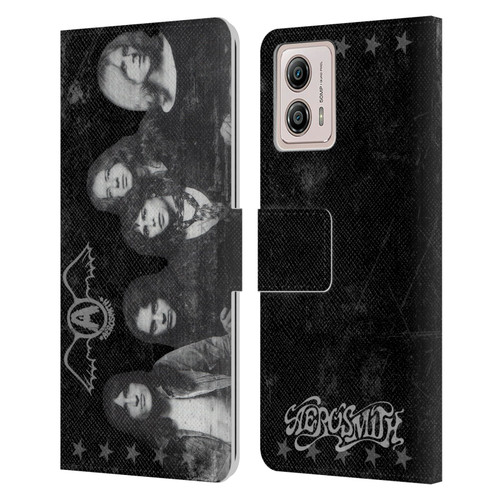 Aerosmith Black And White Vintage Photo Leather Book Wallet Case Cover For Motorola Moto G53 5G