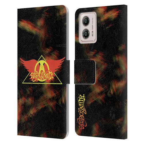 Aerosmith Classics Triangle Winged Leather Book Wallet Case Cover For Motorola Moto G53 5G