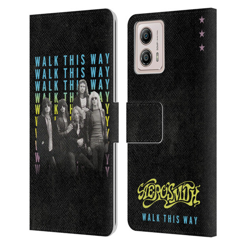 Aerosmith Classics Walk This Way Leather Book Wallet Case Cover For Motorola Moto G53 5G