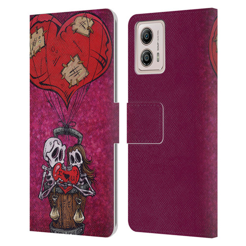 David Lozeau Colourful Grunge Day Of The Dead Leather Book Wallet Case Cover For Motorola Moto G53 5G