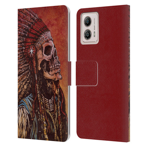 David Lozeau Colourful Grunge Native American Leather Book Wallet Case Cover For Motorola Moto G53 5G