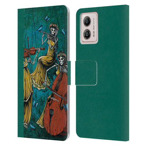 David Lozeau Colourful Art Three Female Leather Book Wallet Case Cover For Motorola Moto G53 5G
