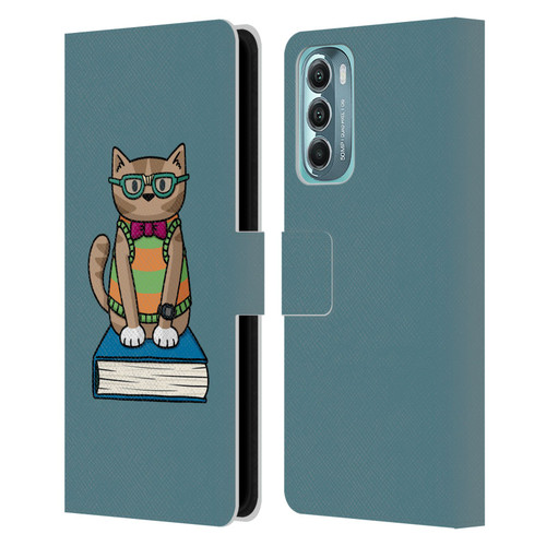 Beth Wilson Doodlecats Nerd Leather Book Wallet Case Cover For Motorola Moto G Stylus 5G (2022)