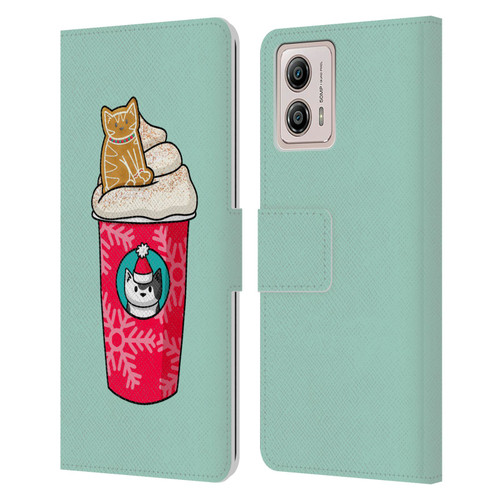 Beth Wilson Doodlecats Gingerbread Latte Leather Book Wallet Case Cover For Motorola Moto G53 5G
