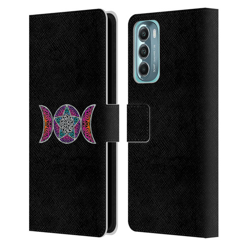 Beth Wilson Celtic Knot Stars Pagan Triple Moon Leather Book Wallet Case Cover For Motorola Moto G Stylus 5G (2022)