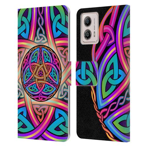 Beth Wilson Rainbow Celtic Knots Divine Leather Book Wallet Case Cover For Motorola Moto G53 5G