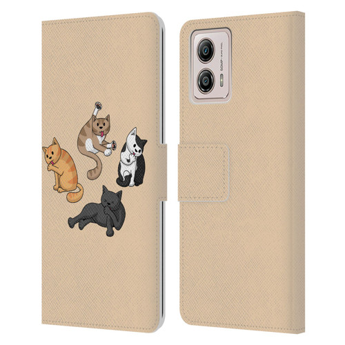 Beth Wilson Doodle Cats 2 Washing Time Leather Book Wallet Case Cover For Motorola Moto G53 5G