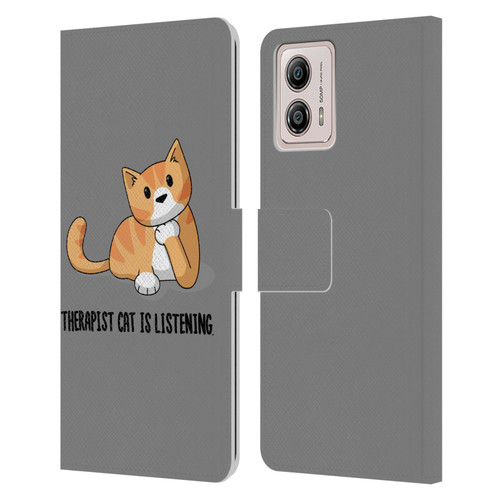 Beth Wilson Doodle Cats 2 Therapist Leather Book Wallet Case Cover For Motorola Moto G53 5G