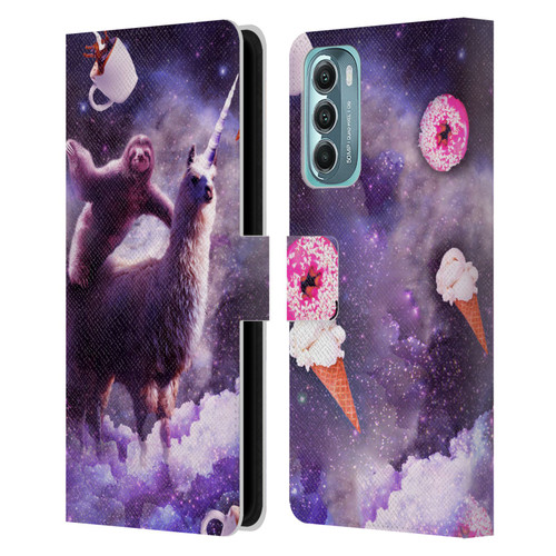 Random Galaxy Mixed Designs Sloth Riding Unicorn Leather Book Wallet Case Cover For Motorola Moto G Stylus 5G (2022)